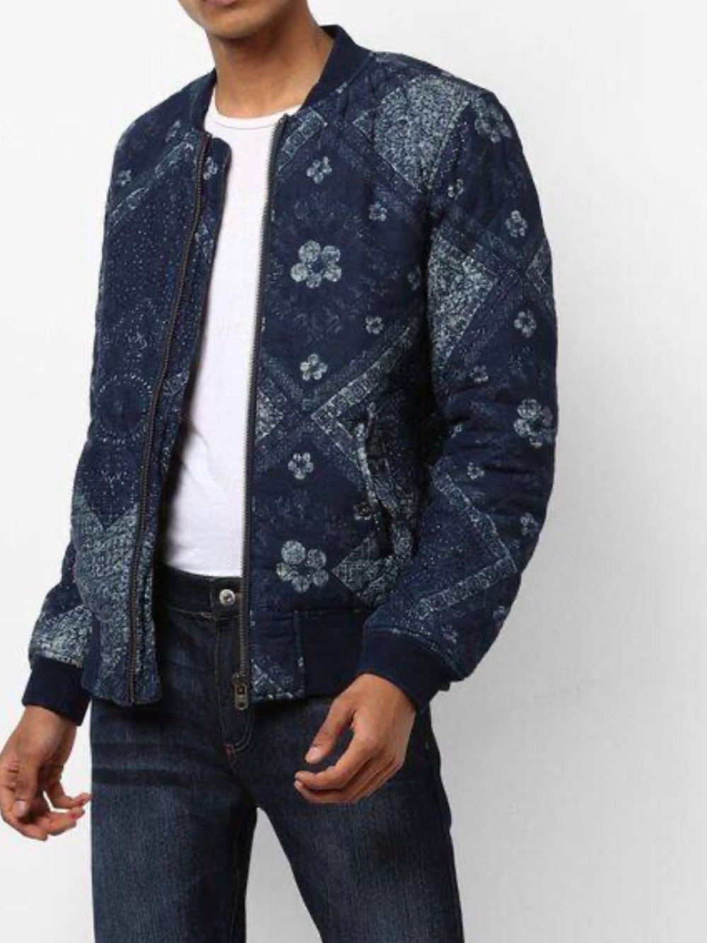 Scotch & Soda Indigo Bandana Patchwork Bomber Jacket Size S NWT